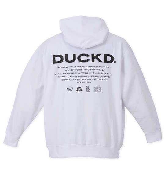 大きいサイズ メンズ b-one-soul DUCK DUDEスプラッシュフェイス プル パーカー ホワイト 1258-2392-1 3L 4L 5L 6L