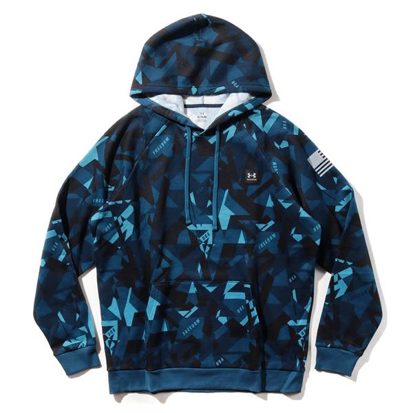 大きいサイズ メンズ UNDER ARMOUR アンダーアーマー プルオーバー フリース パーカー FREEDOM RIVAL FLEECE AMP HOODIE USA直輸入 1373615-408