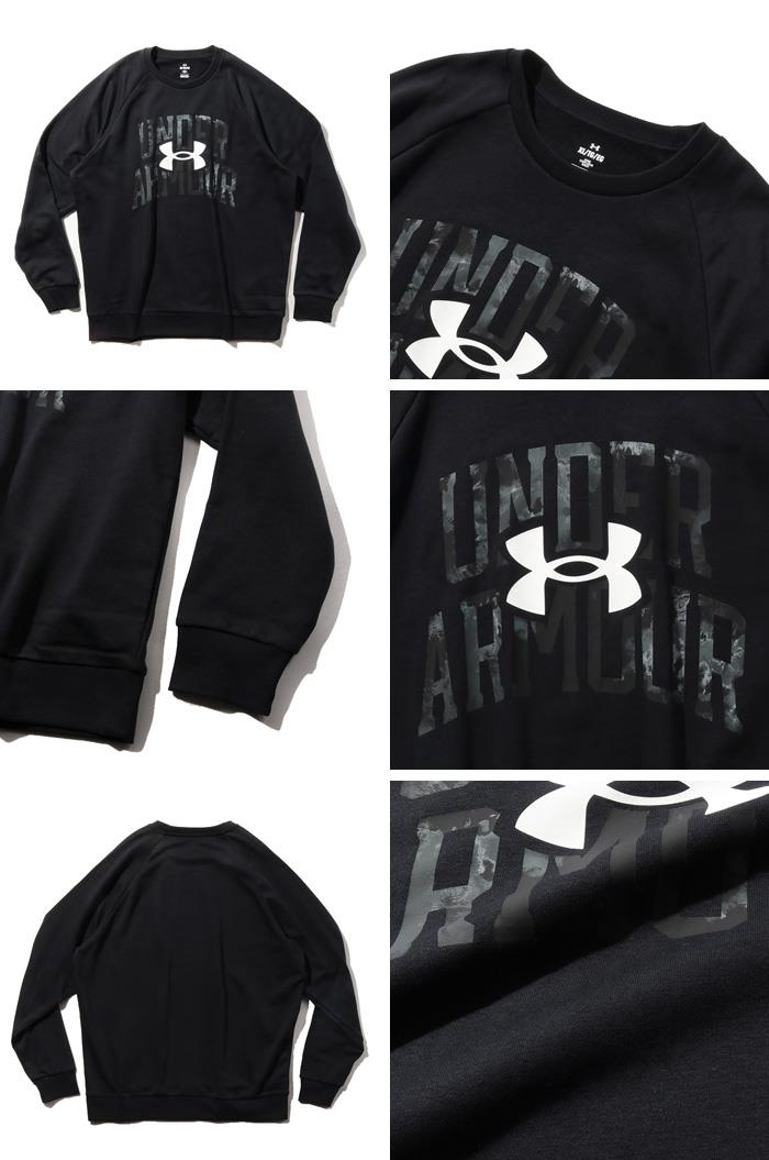 大きいサイズ メンズ UNDER ARMOUR アンダーアーマー クルーネック フリース トレーナー RIVAL FLEECE WORDMARK DYE CREW USA直輸入 1373703-001