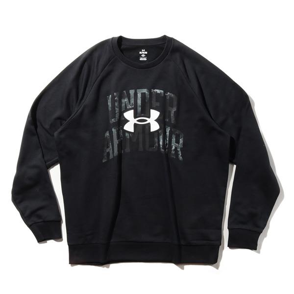 大きいサイズ メンズ UNDER ARMOUR アンダーアーマー クルーネック フリース トレーナー RIVAL FLEECE WORDMARK DYE CREW USA直輸入 1373703-001