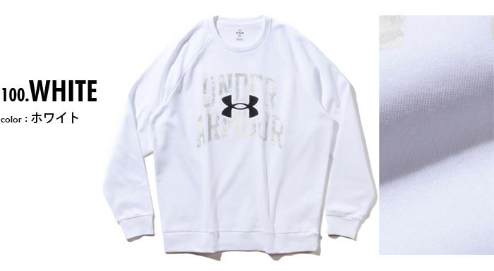 大きいサイズ メンズ UNDER ARMOUR アンダーアーマー クルーネック フリース トレーナー RIVAL FLEECE WORDMARK DYE CREW USA直輸入 1373703-100