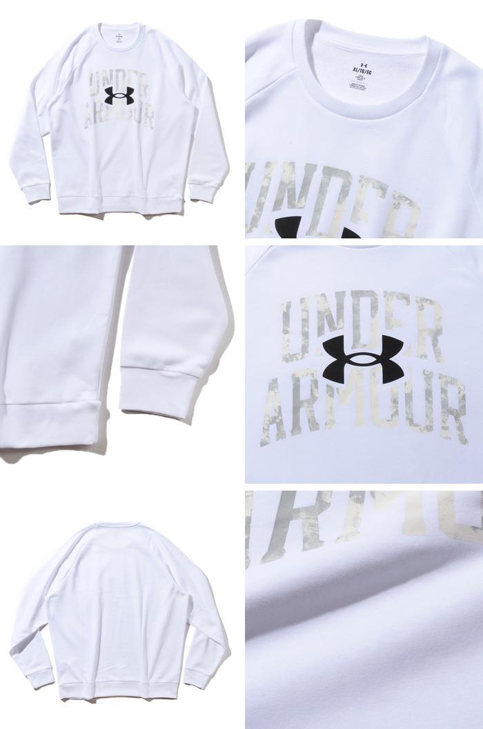 大きいサイズ メンズ UNDER ARMOUR アンダーアーマー クルーネック フリース トレーナー RIVAL FLEECE WORDMARK DYE CREW USA直輸入 1373703-100