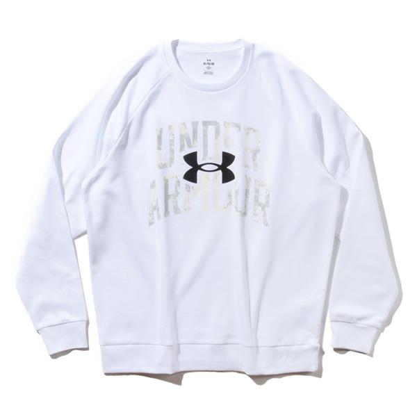 大きいサイズ メンズ UNDER ARMOUR アンダーアーマー クルーネック フリース トレーナー RIVAL FLEECE WORDMARK DYE CREW USA直輸入 1373703-100