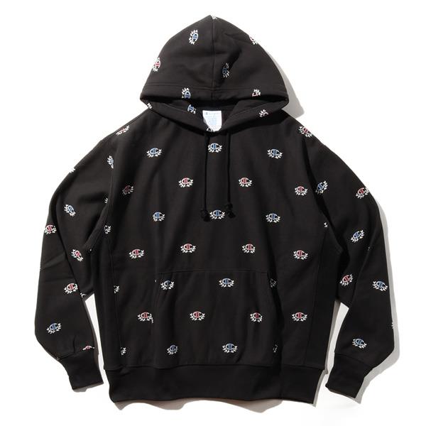 大きいサイズ メンズ Champion チャンピオン 総柄 リバースウィーブ プルオーバー パーカー REVERSE WEAVE HOODIE USA直輸入 s3560p