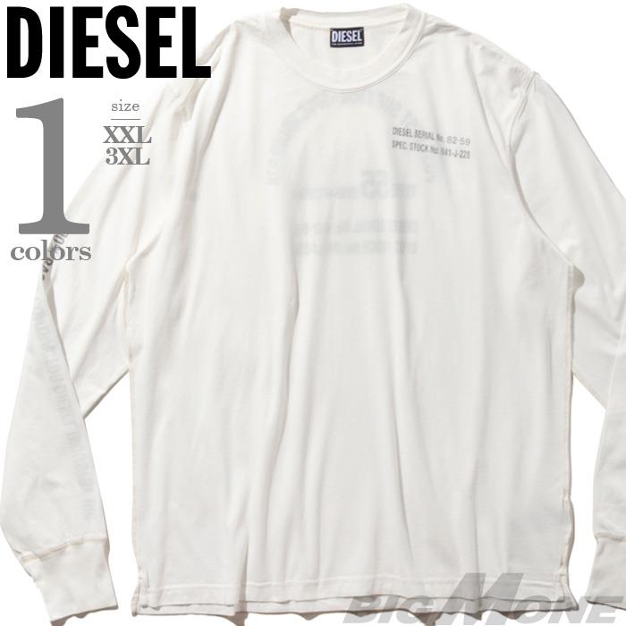 大きいサイズ メンズ DIESEL ディーゼル クルーネック ロング Tシャツ T-JUBIND-LS-SLITS 直輸入品 a06201-0teal