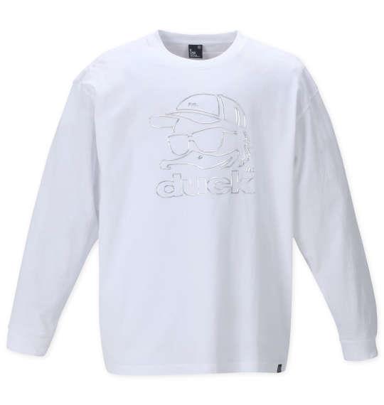 大きいサイズ メンズ b-one-soul DUCK DUDE3Dメタリック 長袖 Tシャツ ホワイト 1258-2390-1 3L 4L 5L 6L