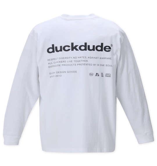 大きいサイズ メンズ b-one-soul DUCK DUDE3Dメタリック 長袖 Tシャツ ホワイト 1258-2390-1 3L 4L 5L 6L