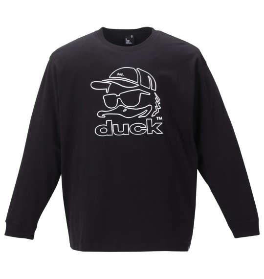 大きいサイズ メンズ b-one-soul DUCK DUDE3Dメタリック 長袖 Tシャツ ブラック 1258-2390-2 3L 4L 5L 6L