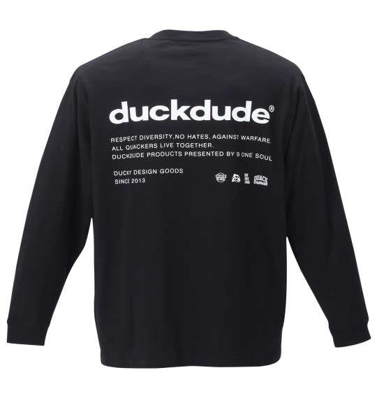 大きいサイズ メンズ b-one-soul DUCK DUDE3Dメタリック 長袖 Tシャツ ブラック 1258-2390-2 3L 4L 5L 6L