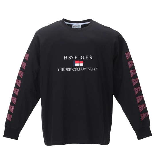 大きいサイズ メンズ H by FIGER 長袖 Tシャツ ブラック 1268-2340-2 3L 4L 5L 6L 8L