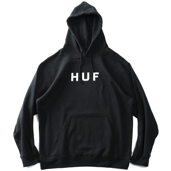 大きいサイズ メンズ HUF ハフ プルオーバー パーカー ESSENTIALS OG LOGO PULLOVER HOODIE USA直輸入 pf00490