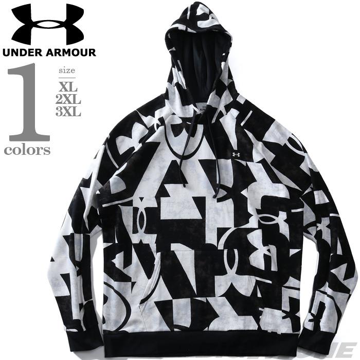 大きいサイズ メンズ UNDER ARMOUR アンダーアーマー 総柄 ラグラン フリース プルオーバー パーカー RIVAL FLC MACRO BRANDED USA直輸入 1373715-001