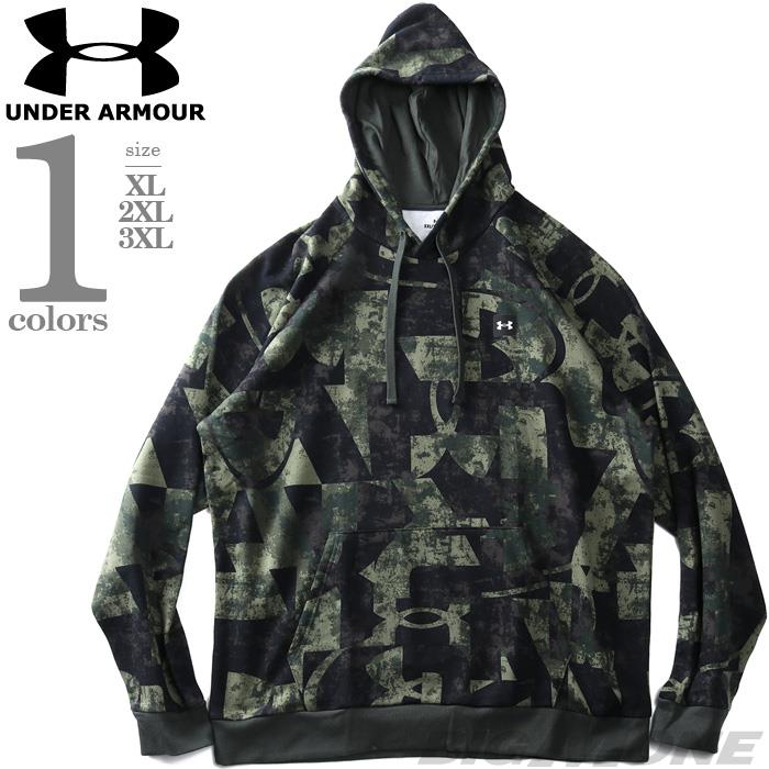 大きいサイズと大きい服のメンズ通販【ビッグエムワン】【bb0623】大きいサイズ メンズ UNDER ARMOUR アンダーアーマー 総柄 ラグラン  フリース プルオーバー パーカー RIVAL FLC MACRO BRANDED USA直輸入 1373715-310(XL オリーブ): メンズ