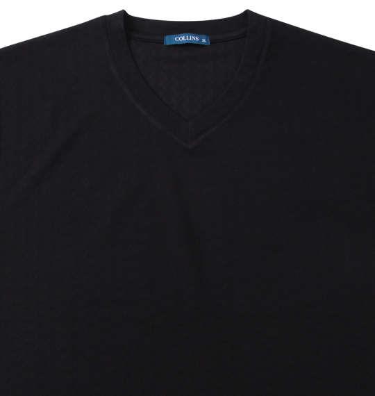 大きいサイズ メンズ COLLINS TPU格子ジャガード Vネック 半袖 Tシャツ ブラック 1258-3260-2 3L 4L 5L 6L 8L