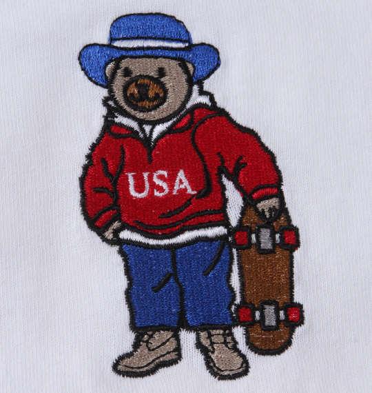 大きいサイズ メンズ SHELTY ベアー刺繍 半袖 Tシャツ オフホワイト 1268-3230-1 3L 4L 5L 6L 8L