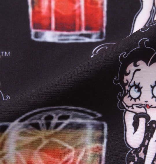 大きいサイズ メンズ BETTY BOOP 接触冷感 オープンカラー 半袖 シャツ ブラック 1277-3220-1 3L 4L 5L 6L 8L