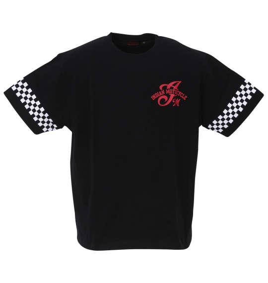 大きいサイズ メンズ INDIAN MOTOCYCLE 天竺プリント 半袖 Tシャツ ブラック 1278-3235-2 3L 4L 5L 6L 8L