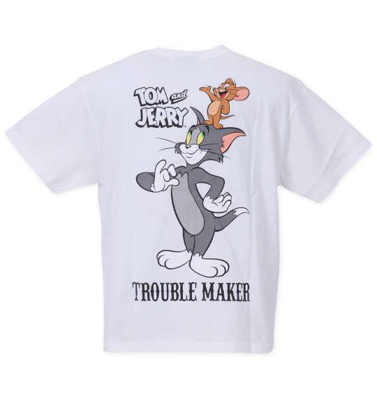 大きいサイズ メンズ TOM and JERRY 天竺プリント 半袖 Tシャツ オフホワイト 1278-3246-1 3L 4L 5L 6L 8L