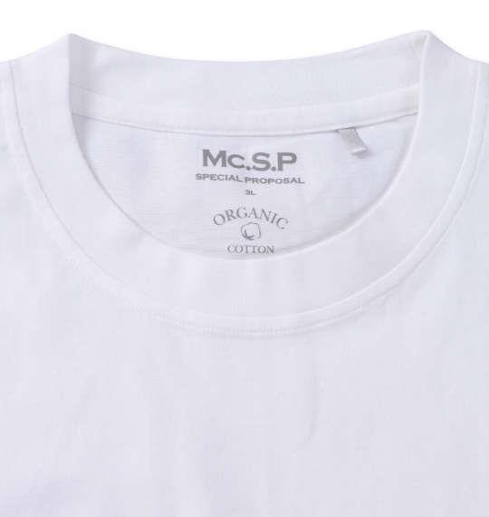 大きいサイズ メンズ Mc.S.P オーガニックコットン クルーネック 半袖 Tシャツ オフホワイト 1278-3520-1 3L 4L 5L 6L 7L 8L