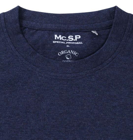 大きいサイズ メンズ Mc.S.P オーガニックコットン クルーネック 半袖 Tシャツ ネイビー杢 1278-3520-3 3L 4L 5L 6L 7L 8L