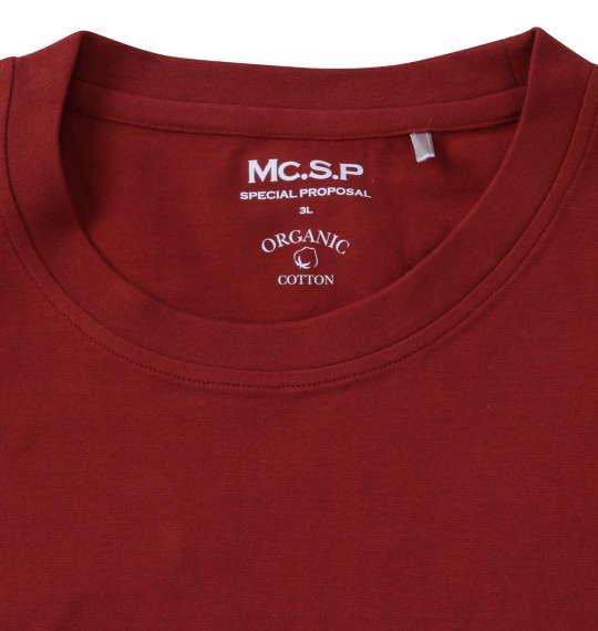 大きいサイズ メンズ Mc.S.P オーガニックコットン クルーネック 半袖 Tシャツ エンジ 1278-3520-5 3L 4L 5L 6L 7L 8L