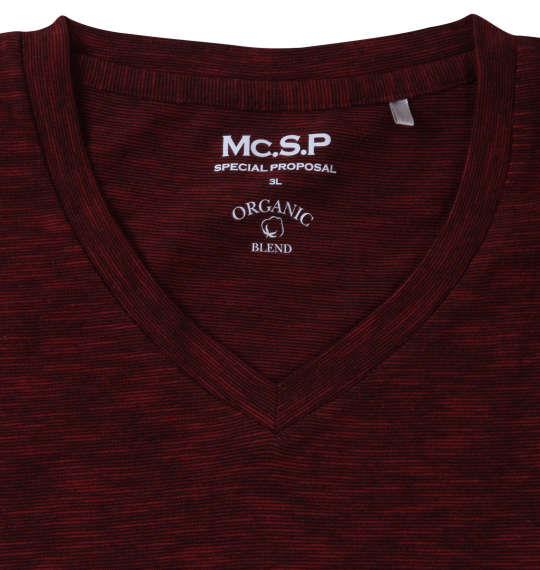 大きいサイズ メンズ Mc.S.P オーガニックコットン 混スラブ Vネック 半袖 Tシャツ エンジ杢 1278-3522-3 3L 4L 5L 6L 7L 8L