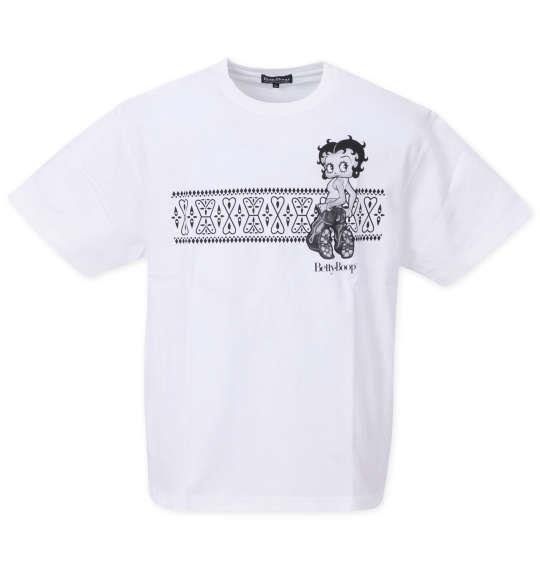 大きいサイズ メンズ BETTY BOOP 天竺プリント 半袖 Tシャツ オフホワイト 1278-3540-1 3L 4L 5L 6L 8L