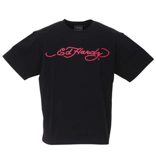 大きいサイズ メンズ Ed Hardy 天竺プリント 半袖 Tシャツ ブラック 1278-3560-2 3L 4L 5L 6L 8L