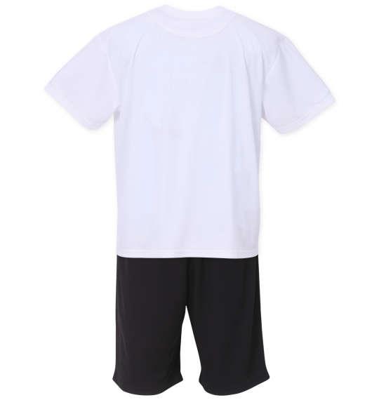 大きいサイズ メンズ 黒柴印和んこ堂 ポリ 天竺 半袖 Tシャツ + ハーフパンツ オフホワイト × ブラック 1258-3212-1 3L 4L 5L 6L 8L