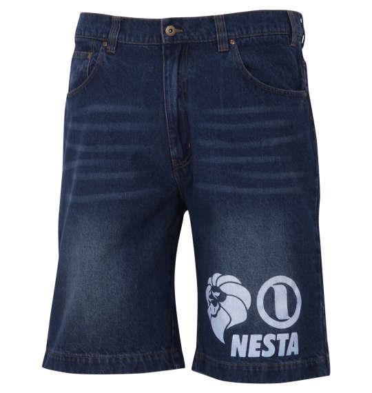 大きいサイズ メンズ NESTA BRAND ウォッシュド デニム ハーフパンツ ネイビー 1274-3276-1 100 110 120 130 140 150 160