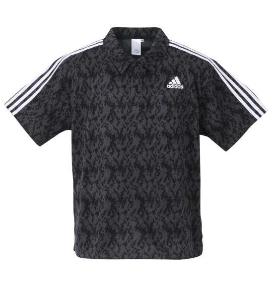 大きいサイズ メンズ adidas 総柄 半袖 ポロシャツ ダークグレー 1278-3293-2 3XO 4XO 5XO 6XO 7XO 8XO