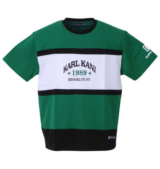 大きいサイズ メンズ KARL KANI 天竺切替 半袖 Tシャツ グリーン 1278-3267-1 3L 4L 5L 6L 8L