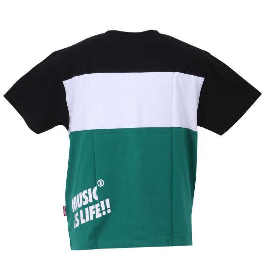 大きいサイズ メンズ NESTA BRAND 天竺切替 半袖 Tシャツ ブラック × グリーン 1278-3567-2 3L 4L 5L 6L 8L