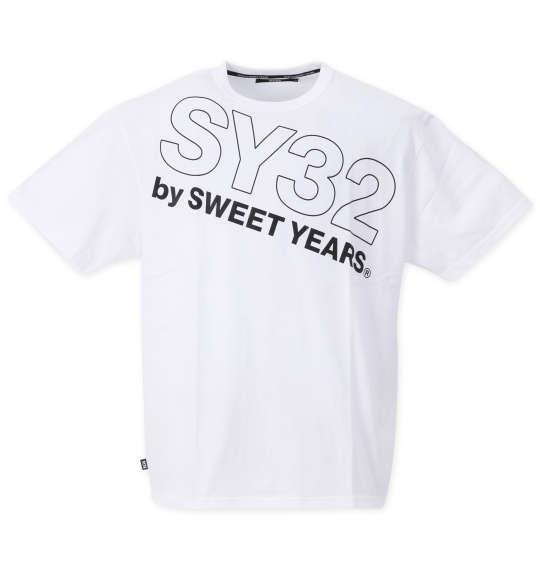 大きいサイズ メンズ SY32 by SWEET YEARS スラッシュビッグロゴ 半袖 Tシャツ ホワイト 1278-3500-1 3L 4L 5L 6L