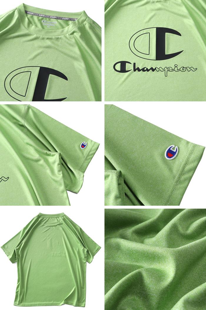 【UV24】大きいサイズ メンズ Champion チャンピオン プリント ドライ 半袖 Tシャツ 速乾 防臭 UVカット c3-xs307l