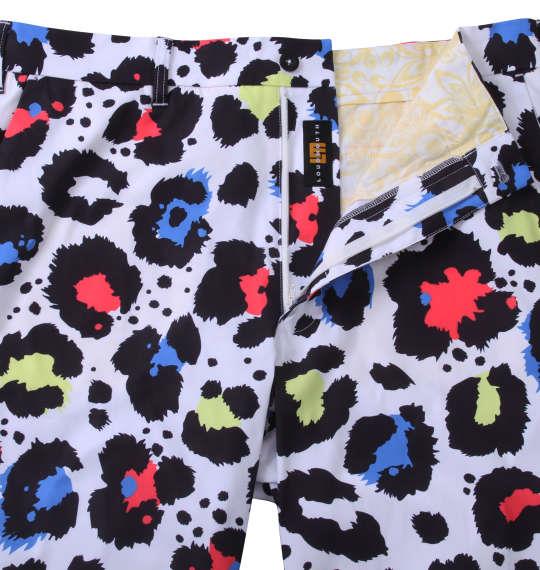 大きいサイズ メンズ LOUDMOUTH ストレッチ ツイル柄 ハーフパンツ ネオンレオパード 1274-3221-1 100 105 110 115 120 130