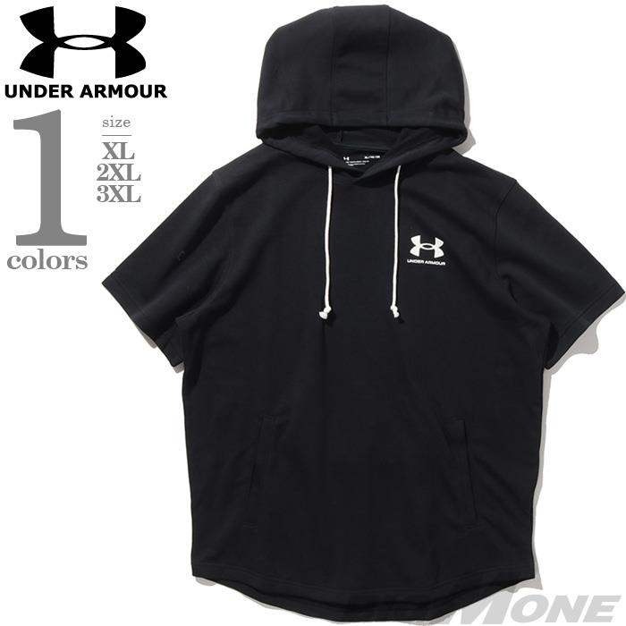 大きいサイズ メンズ UNDER ARMOUR アンダーアーマー 半袖 プルオーバー パーカー RIVAL TERRY LC SS HD USA直輸入 1370396-001