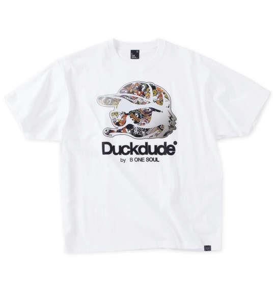 大きいサイズ メンズ b-one-soul DUCK DUDEステッカーフェイス 半袖 Tシャツ ホワイト 1258-3280-1 3L 4L 5L 6L