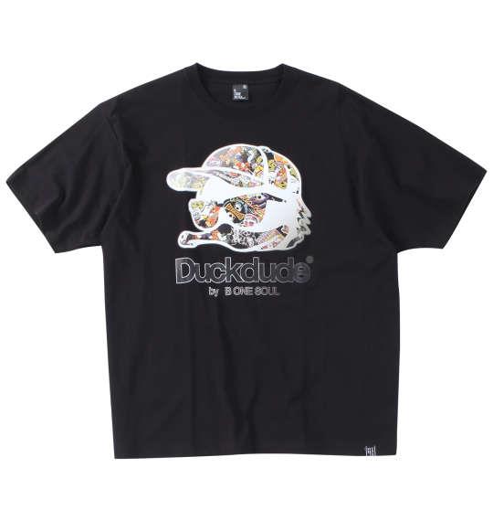 大きいサイズ メンズ b-one-soul DUCK DUDEステッカーフェイス 半袖 Tシャツ ブラック 1258-3280-2 3L 4L 5L 6L