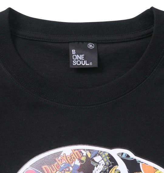大きいサイズ メンズ b-one-soul DUCK DUDEステッカーフェイス 半袖 Tシャツ ブラック 1258-3280-2 3L 4L 5L 6L