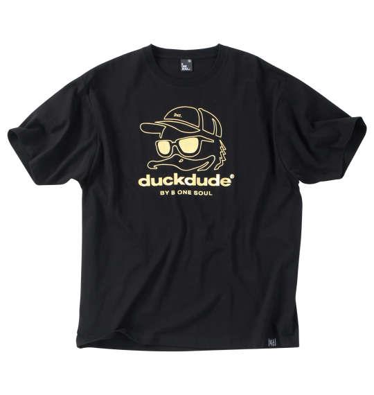 大きいサイズ メンズ b-one-soul DUCK DUDEメタリックフェイス 半袖 Tシャツ ブラック 1258-3281-2 3L 4L 5L 6L