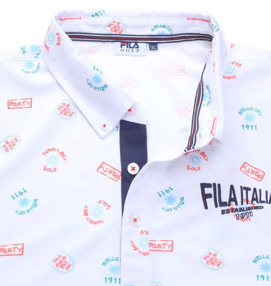 大きいサイズ メンズ FILA GOLF フリージングカノコエレメントプリント 半袖 シャツ ホワイト 1278-3283-1 3L 4L 5L 6L