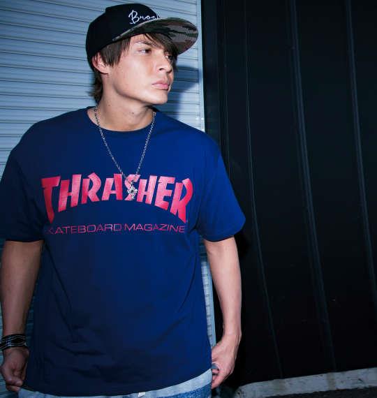 大きいサイズ メンズ THRASHER 半袖 Tシャツ ネイビー 1278-3585-3 3L 4L 5L 6L 8L