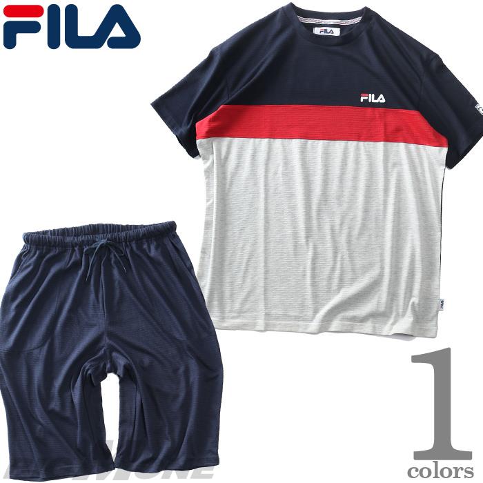 大きいサイズ メンズ FILA フィラ タック天竺 半袖 Tシャツ + ハーフパンツ 上下セット 春夏新作 213316h
