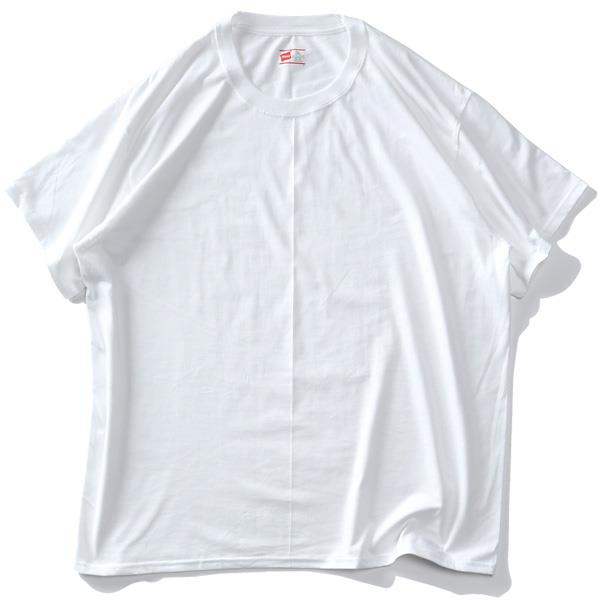 大きいサイズ メンズ HANES ヘインズ 2P ビジカジ魂 クルーネック 半袖 Tシャツ 2枚セット 綿100% 肌着 下着 hm1en701k