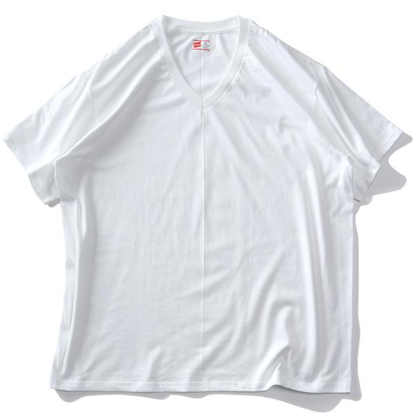 大きいサイズ メンズ HANES ヘインズ 2P ビジカジ魂 Vネック 半袖 Tシャツ 2枚セット 綿100% 肌着 下着 hm1er702k