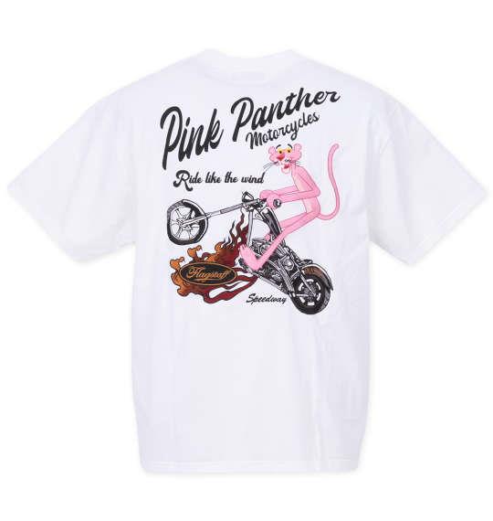 大きいサイズ メンズ PINK PANTHER × FLAGSTAFF ピンクパンサー 半袖 Tシャツ ホワイト 1278-3287-1 3L 4L 5L 6L 8L