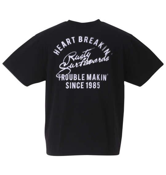 大きいサイズ メンズ RUSTY 天竺 半袖 Tシャツ ブラック 1278-3513-2 3L 4L 5L 6L 8L