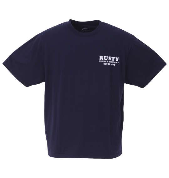 大きいサイズ メンズ RUSTY 天竺 半袖 Tシャツ ネイビー 1278-3514-1 3L 4L 5L 6L 8L