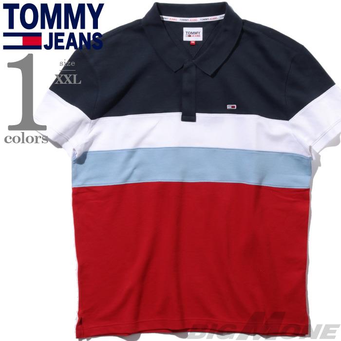 大きいサイズ メンズ TOMMY JEANS トミージーンズ 鹿の子 切替 半袖 ポロシャツ USA直輸入 dm0dm15753